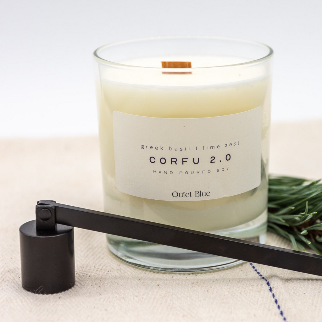 Black candle snuffer & Corfu Soy wax candle